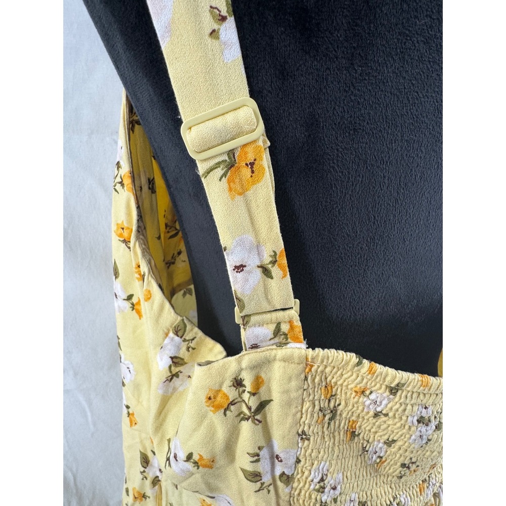 Old Navy Womens 2X Yellow Floral Smocked Back Mini Dress Adjustable Straps NWT - Picture 3 of 6